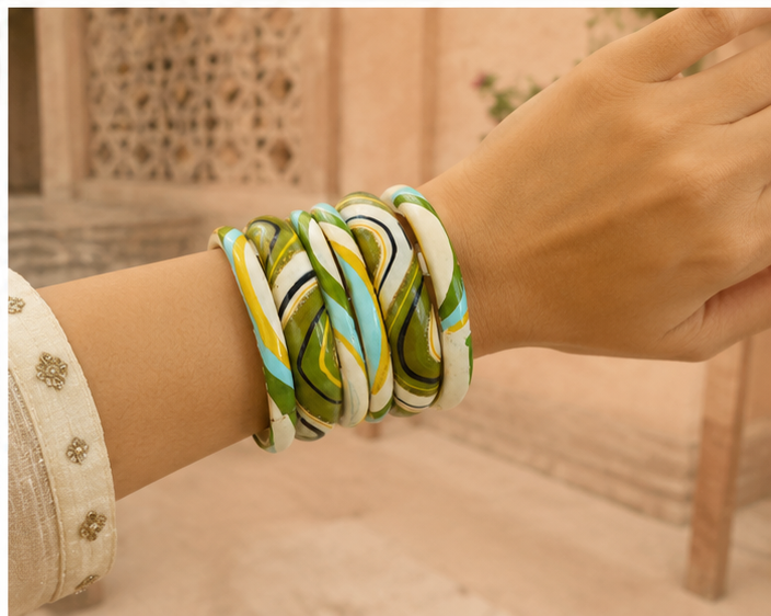 Meadow Muse Statement Lac Bangle Stack (6 Pieces)