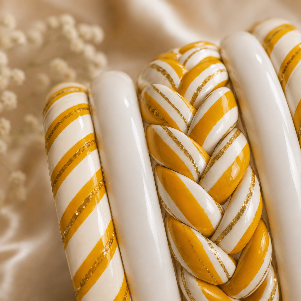Sunlit Braid Statement Lac Bangle Stack (Set of 5)