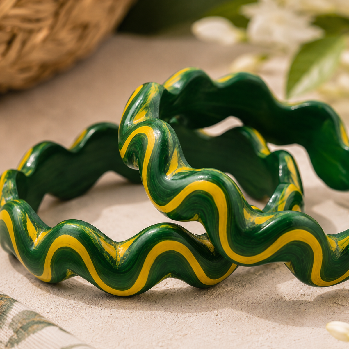 Mehfil Wave Statement Lac Bangles (Pair)