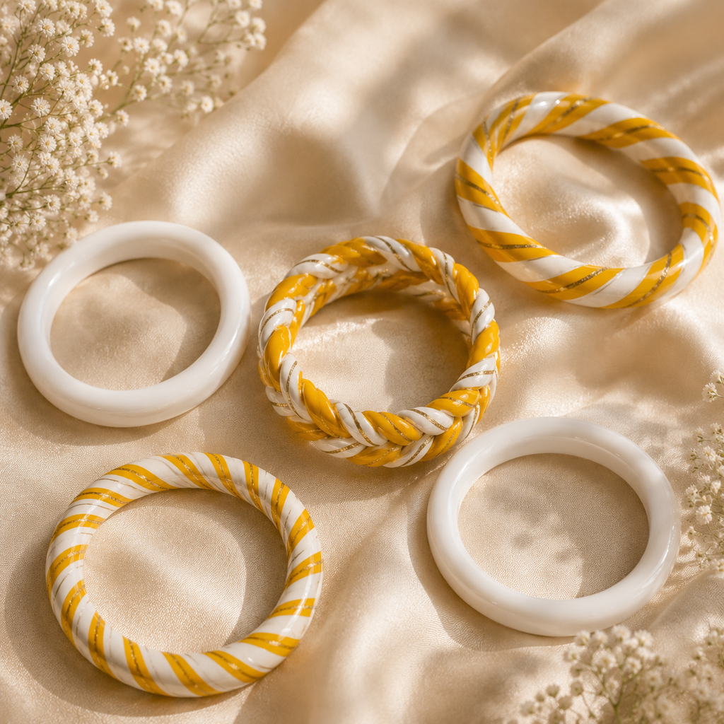 Sunlit Braid Statement Lac Bangle Stack (Set of 5)