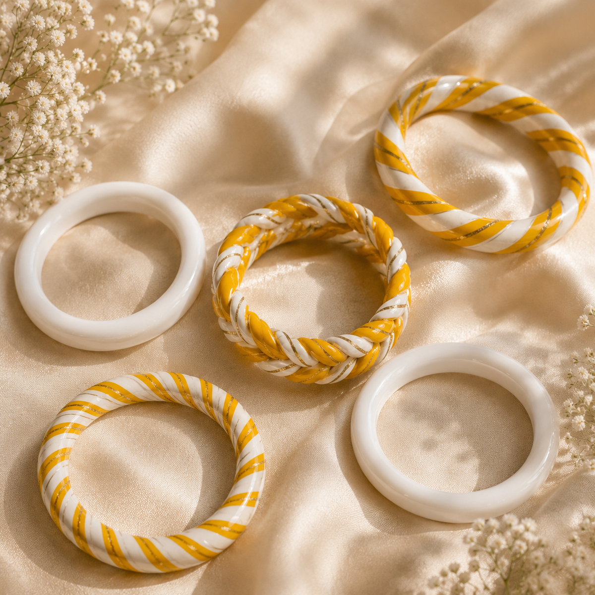 Sunlit Braid Statement Lac Bangle Stack (Set of 5)