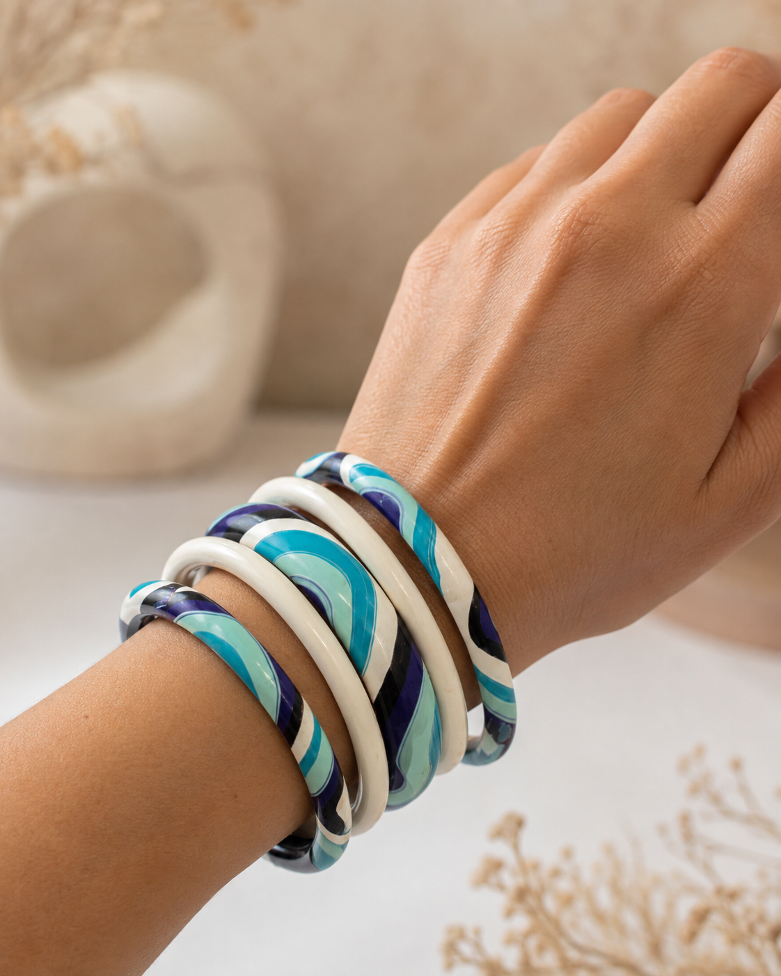Nazar No More Evil Eye Lac Bangle Stack – Set of 5