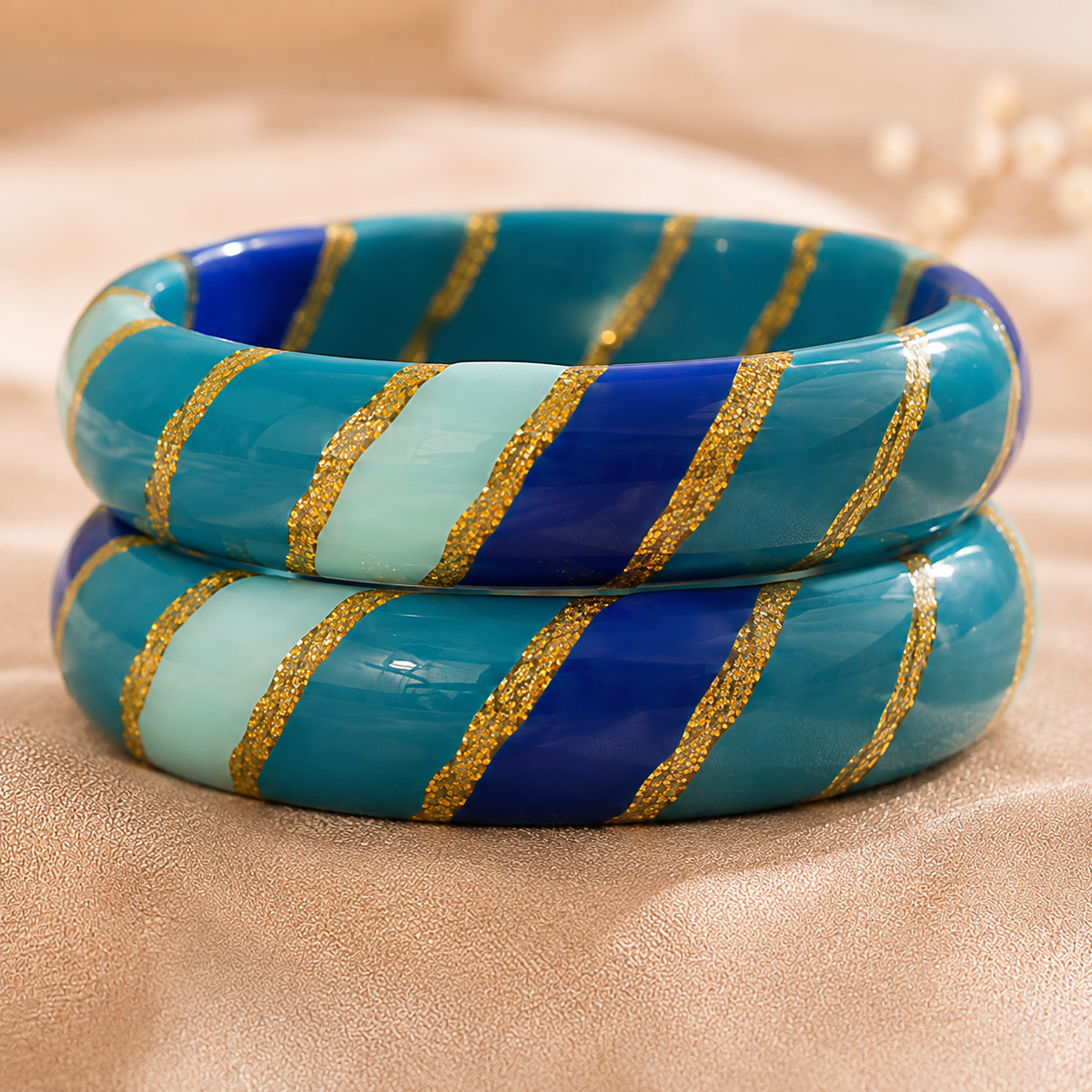 Golden Tide Statement Lac Bangles (Pair)
