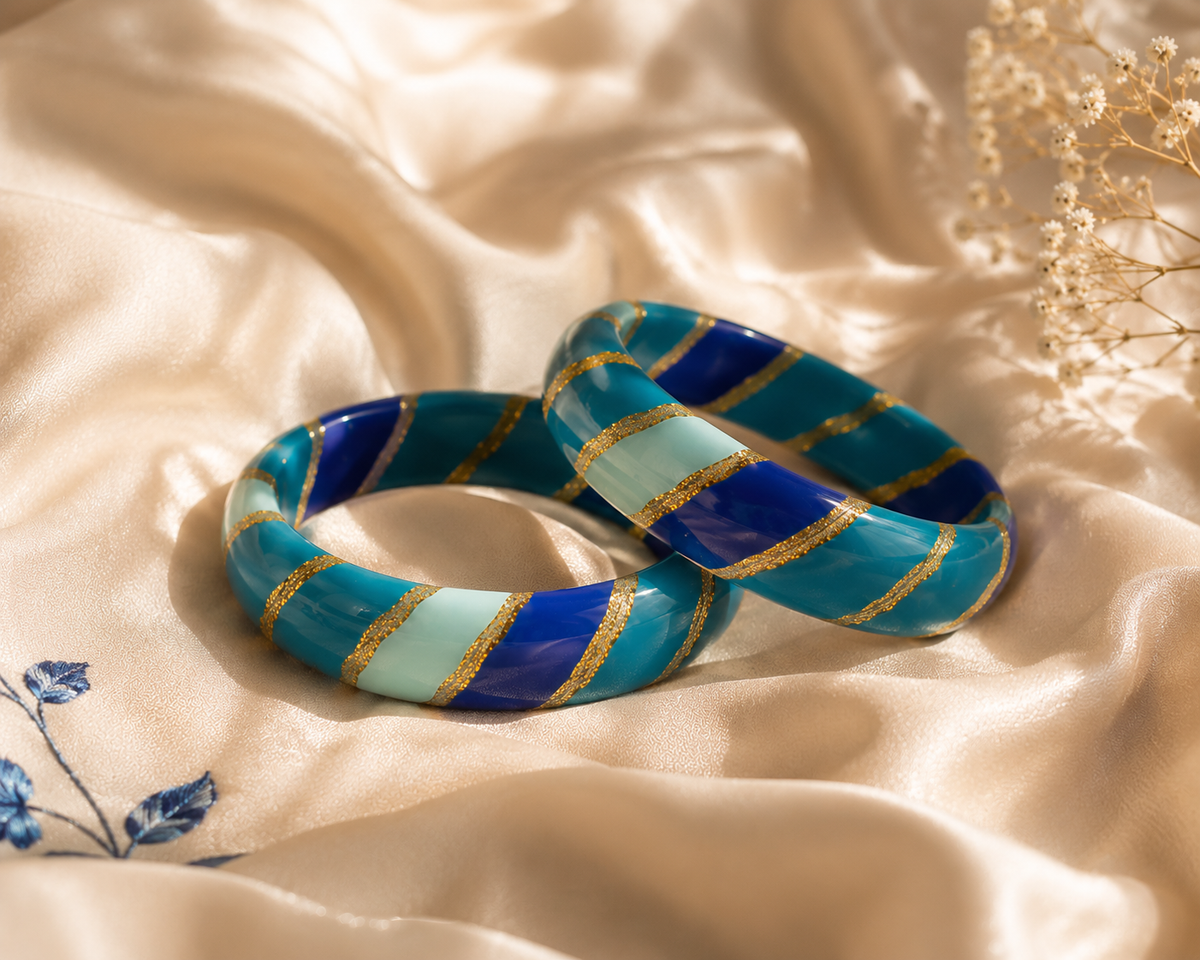 Golden Tide Statement Lac Bangles (Pair)