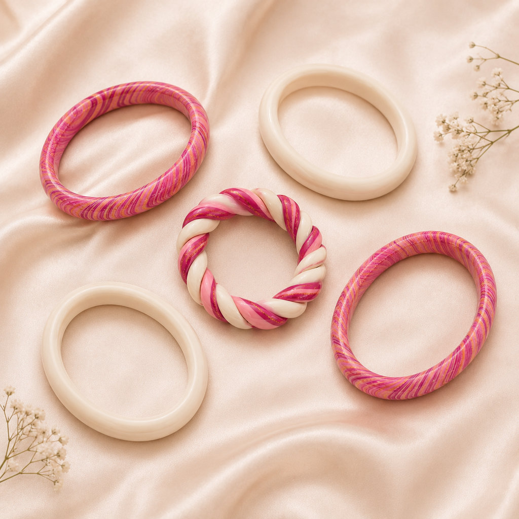 Blush Braid Statement Lac Bangle Stack (Set of 5)