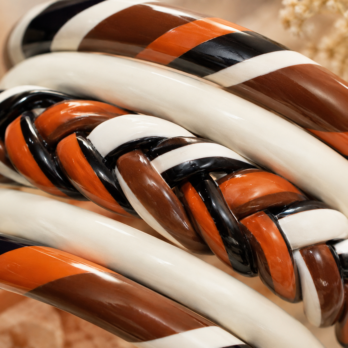 Mocha Twist Statement Lac Bangle Stack (Set of 5)