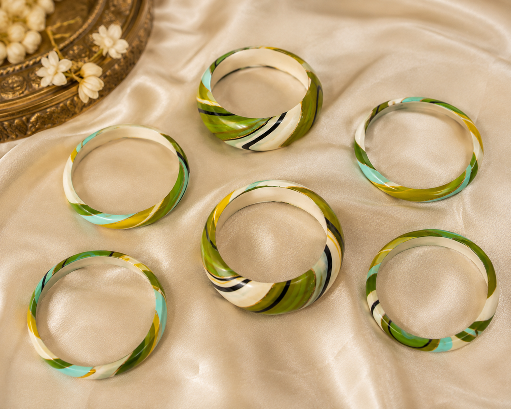 Meadow Muse Statement Lac Bangle Stack (6 Pieces)
