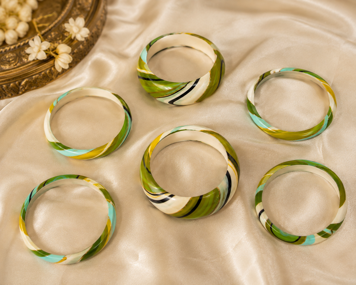 Meadow Muse Statement Lac Bangle Stack (6 Pieces)