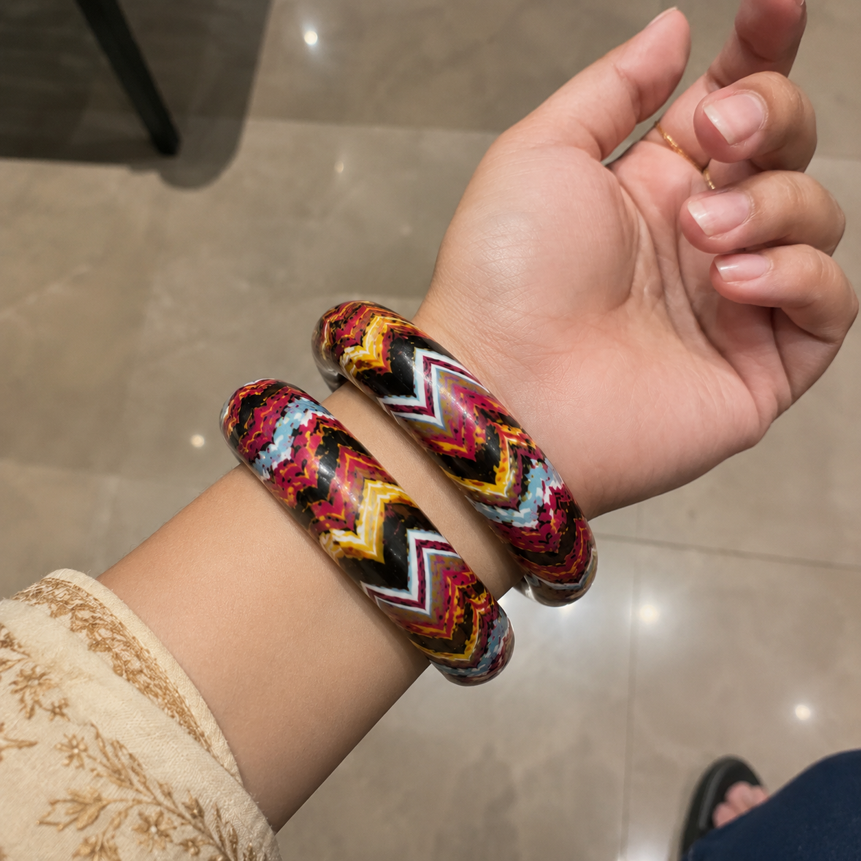 Midnight Mosaic Statement Lac Bangles (Pair)