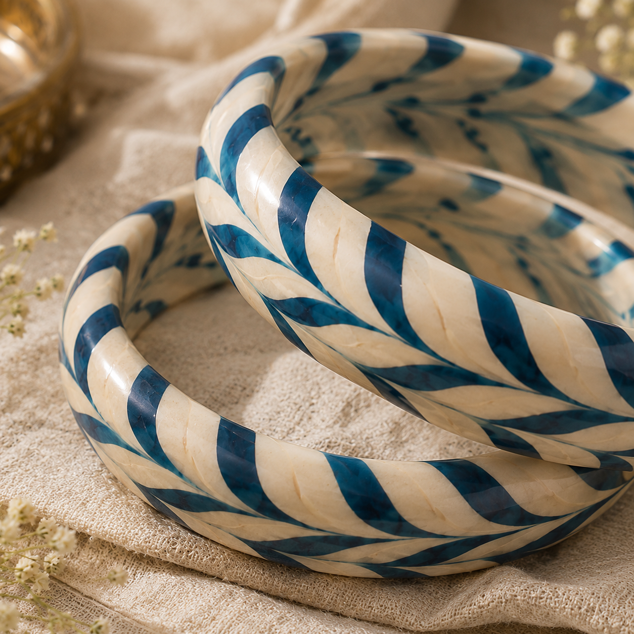 Azure Weave – Handmade Lac Bangle Set of 2