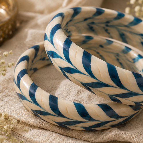 Azure Weave – Handmade Lac Bangle Set of 2