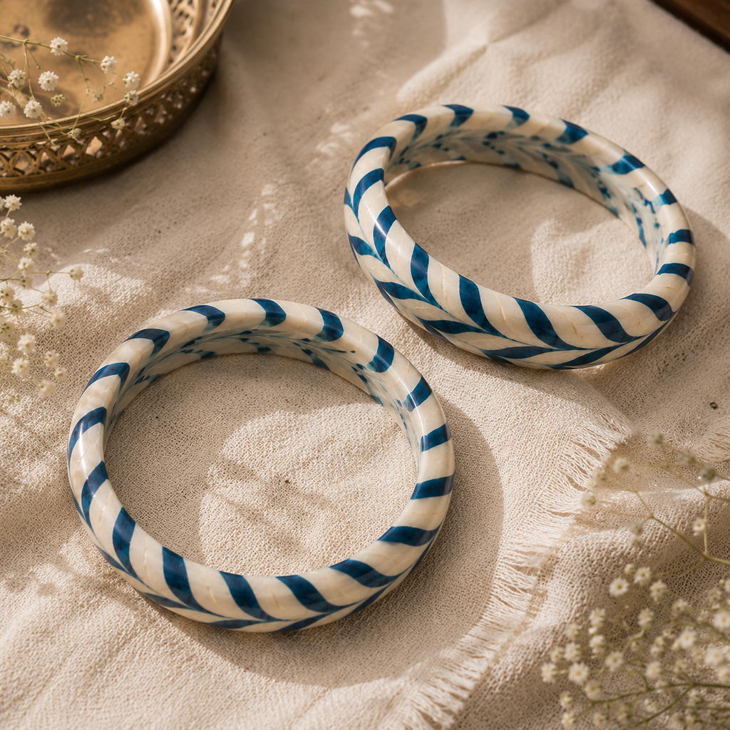 Azure Weave – Handmade Lac Bangle Set of 2