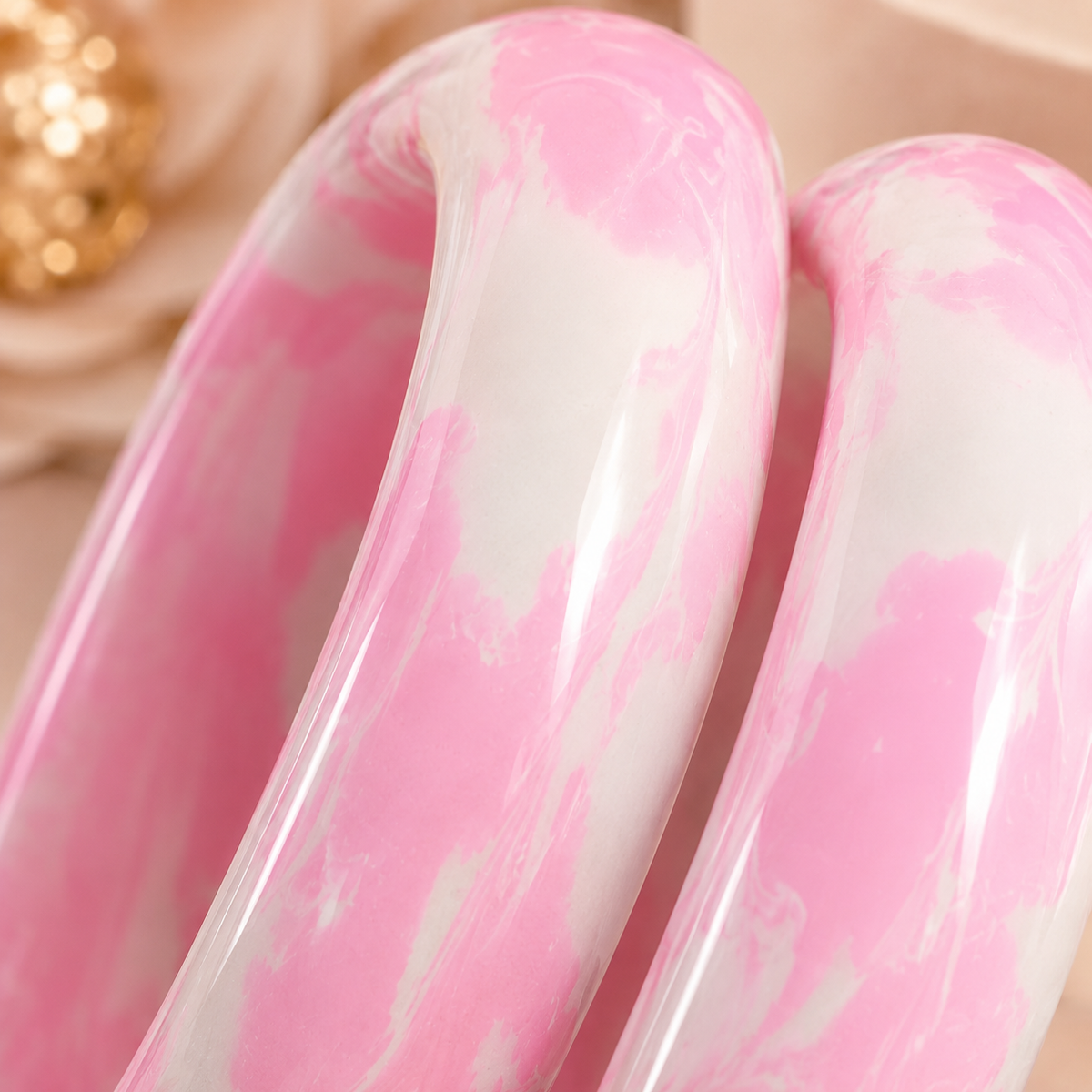 Rose Quartz Marbled Lac Bangles (Pair)
