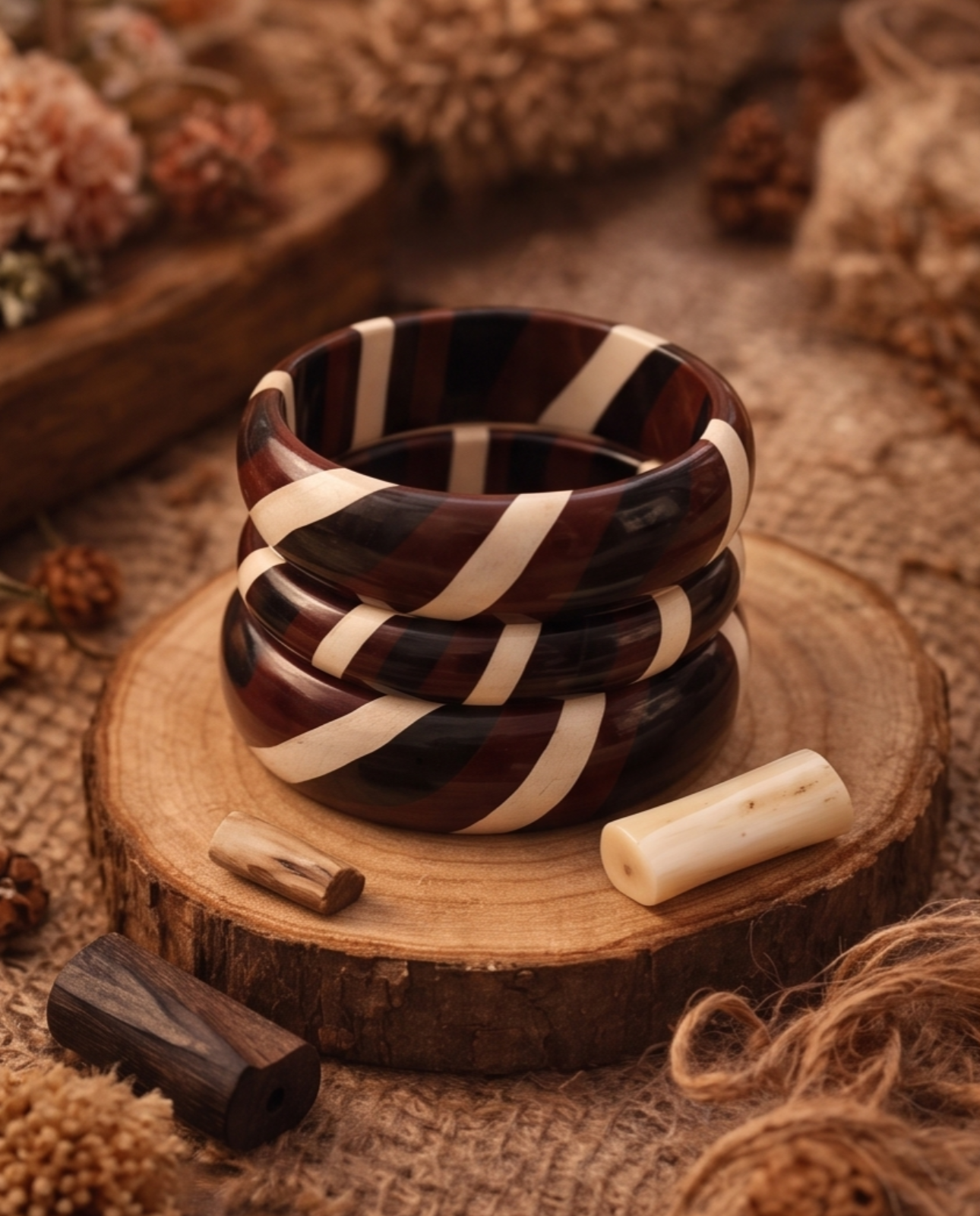Cocoa Canvas Statement Lac Bangles (Pair)