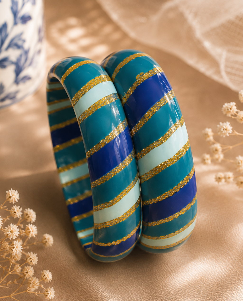 Golden Tide Statement Lac Bangles (Pair)