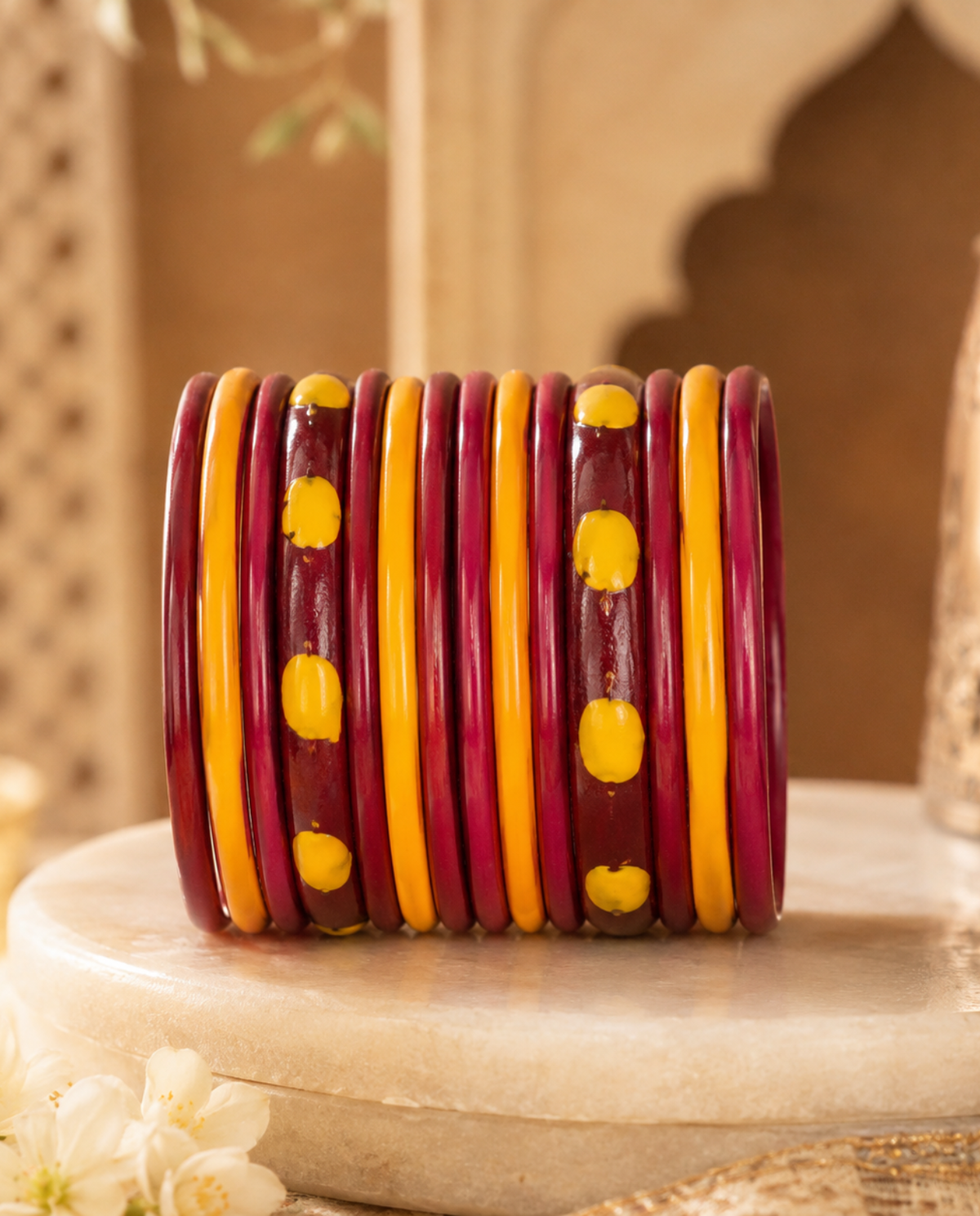 Rangrez Polka Lac Bangle Stack (Set of 14)