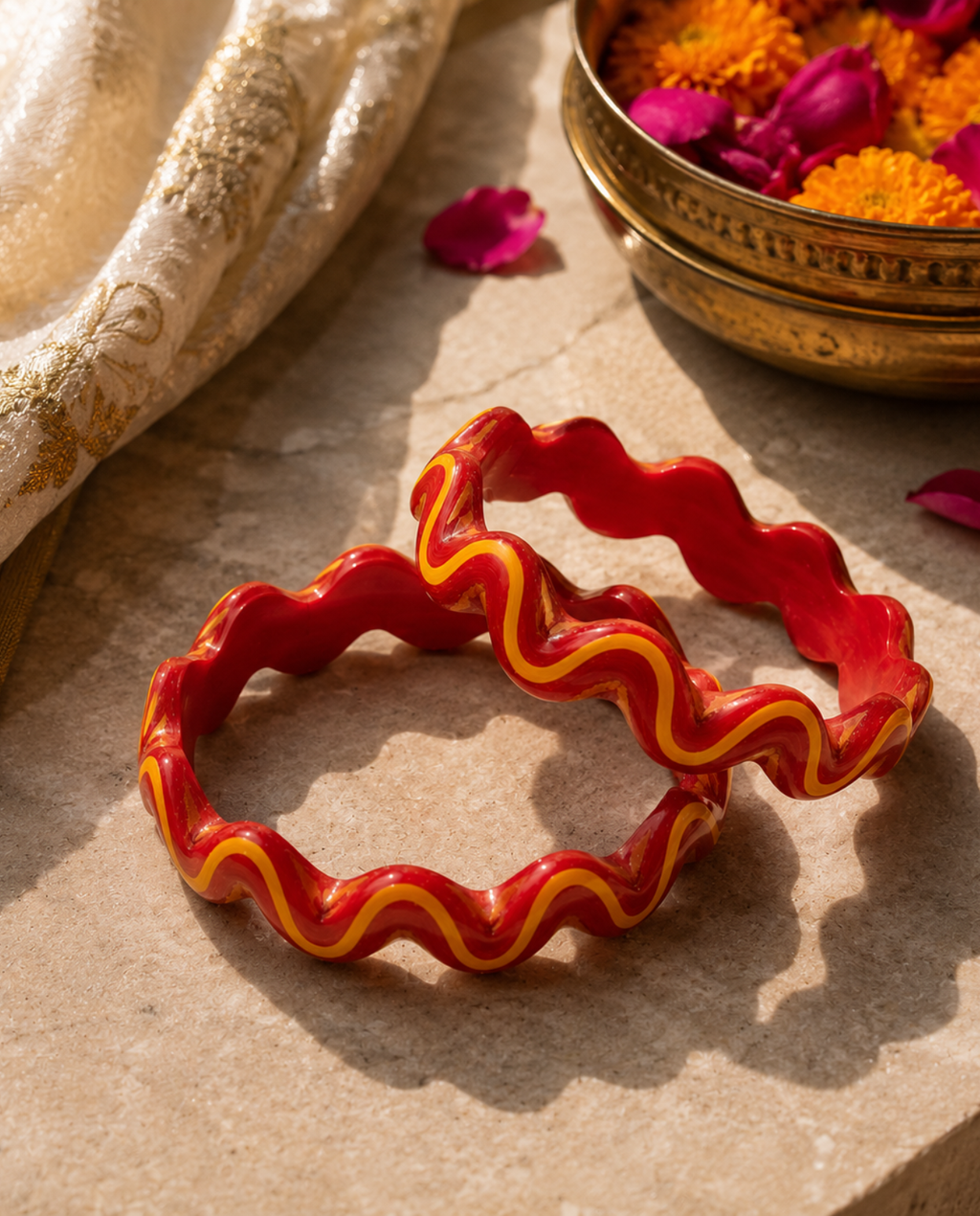 Sindoor Wave Statement Lac Bangles (Pair)