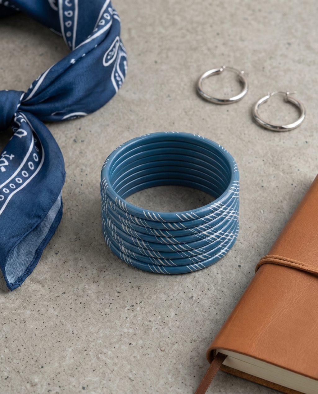 Indigo Lines Lac Stack Set (8 Pieces)