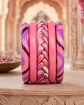 Gulabi Leher Statement Lac Bangle Stack