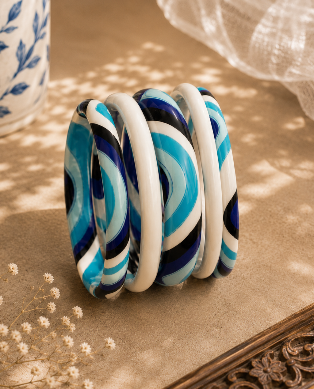 Nazar No More Evil Eye Lac Bangle Stack – Set of 5