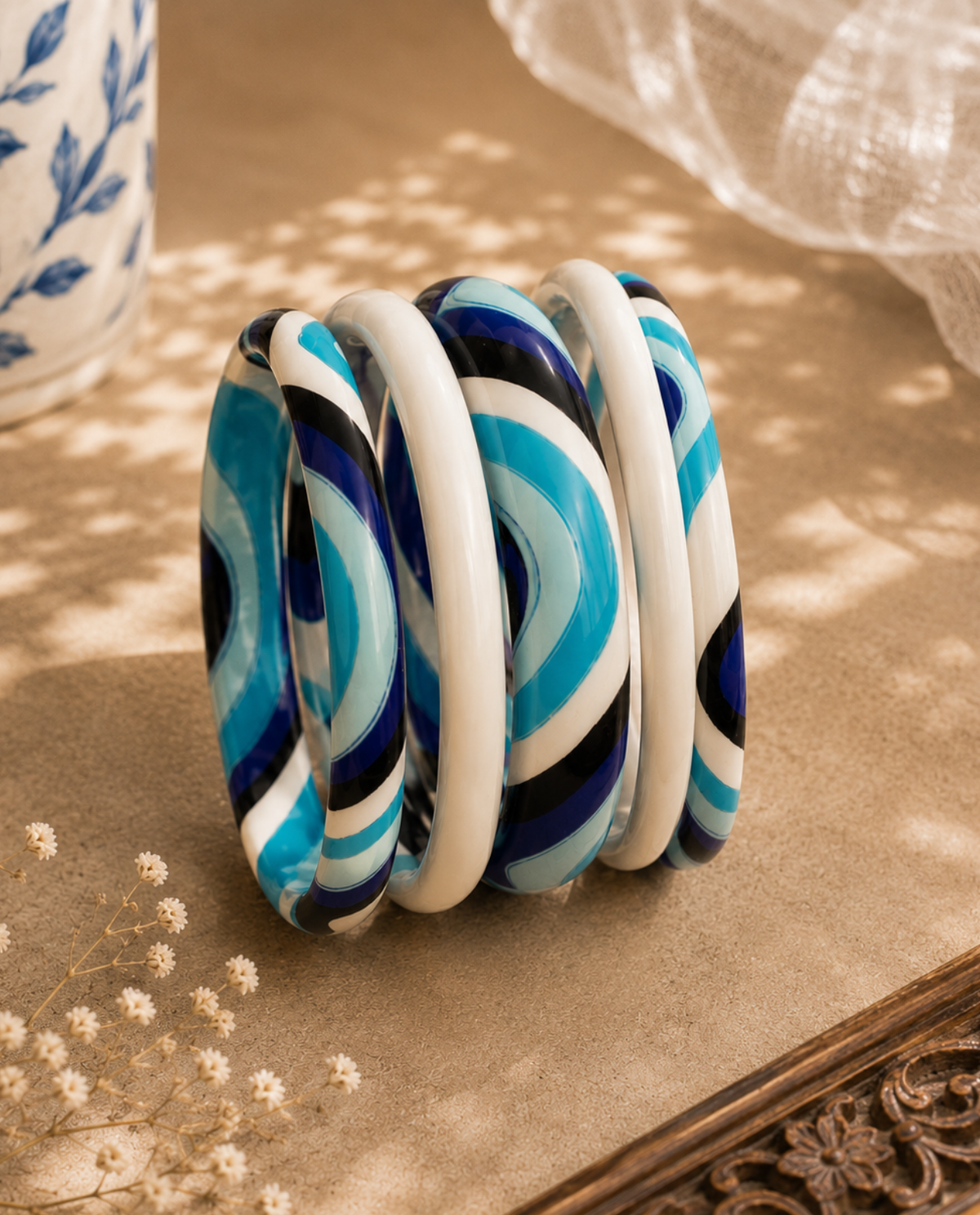 Nazar No More Evil Eye Lac Bangle Stack – Set of 5