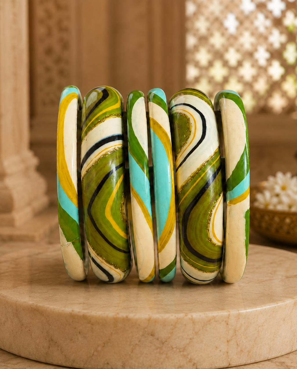 Meadow Muse Statement Lac Bangle Stack (6 Pieces)