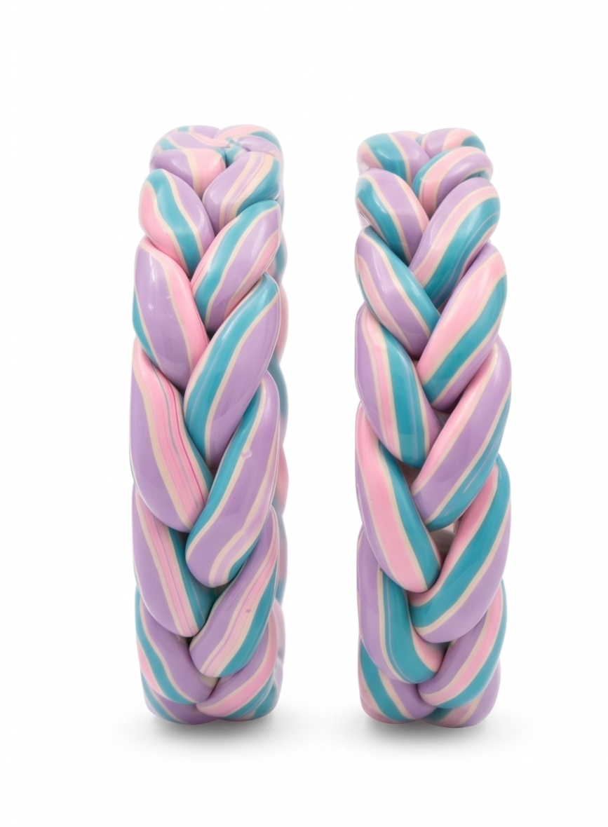Cotton Candy Twist Braided Lac Bangles (Pair)