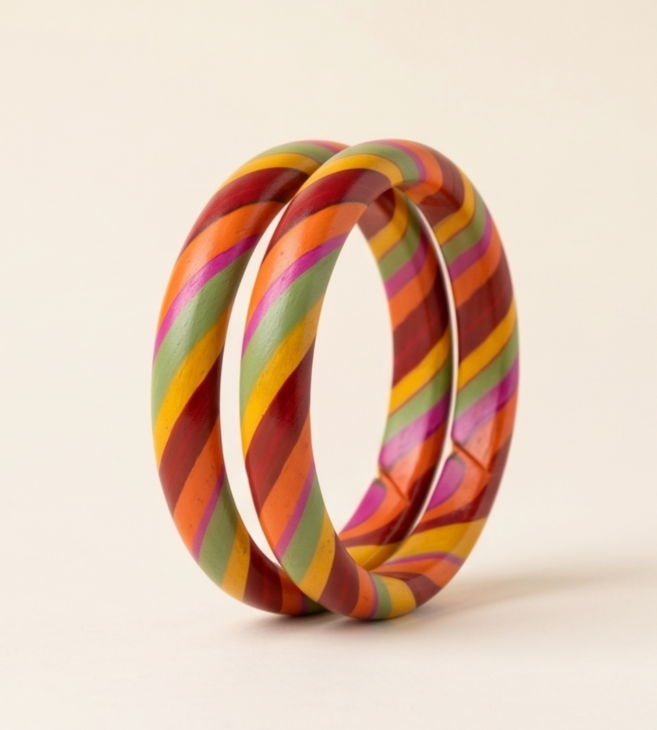 Carnival Twist Statement Lac Bangles (Pair)