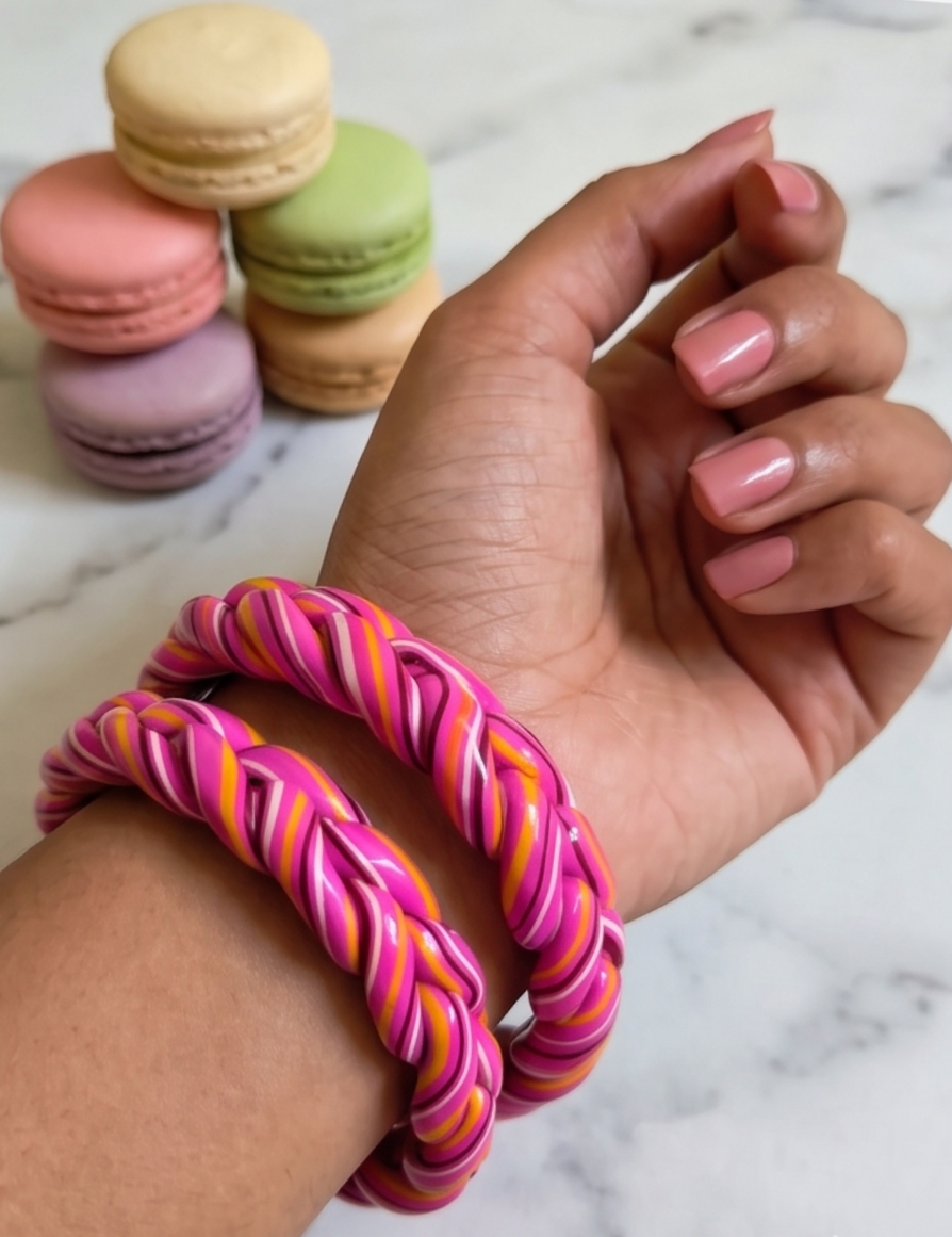 Berry Burst Braided Lac Bangles (Pair)