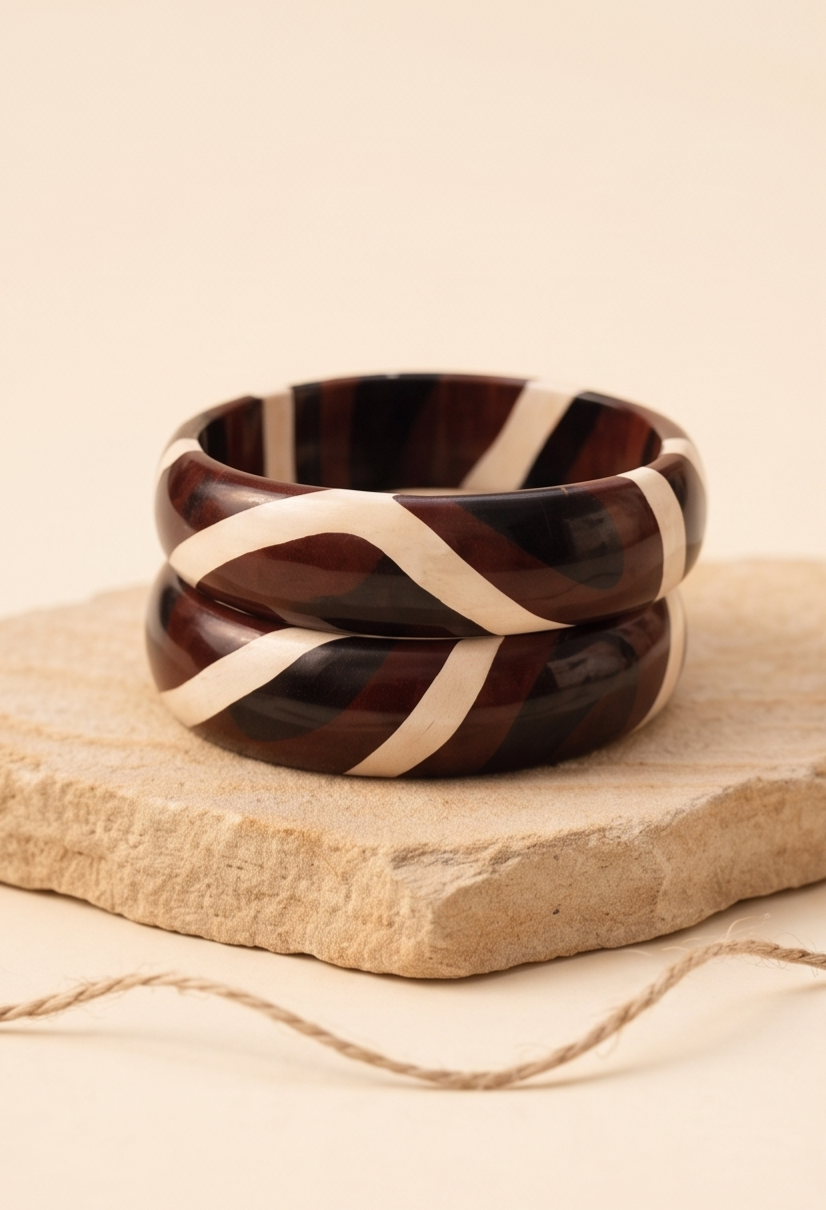 Cocoa Canvas Statement Lac Bangles (Pair)